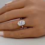 Load image into Gallery viewer, 3.00ct Oval Moissanite Engagement Ring, Hidden Halo, Oval Moissanite Ring, Bridal Ring, Sterling Silver with Vermeil or 14k Gold 12x8 Oval