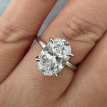 Load image into Gallery viewer, 3.00ct Oval Moissanite Engagement Ring, Hidden Halo, Oval Moissanite Ring, Bridal Ring, Sterling Silver with Vermeil or 14k Gold 12x8 Oval