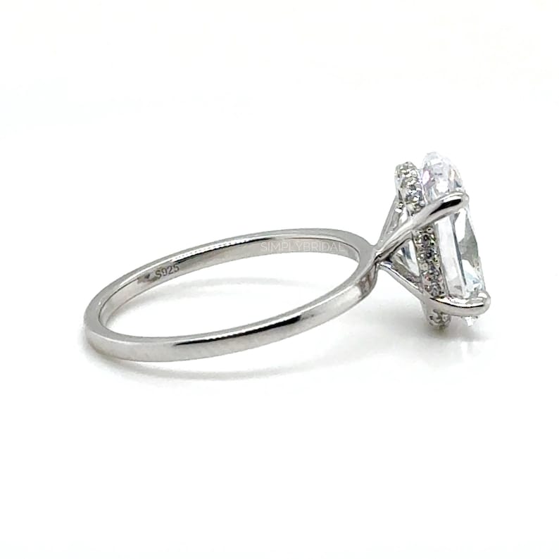 3.00ct Oval Engagement Ring, Moissanite Oval Ring, Bridal Ring, Sterling Silver, Long Oval Moissanite Diamond Ring, 12x8 Oval