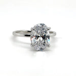 Load image into Gallery viewer, 3.00ct Oval Moissanite Engagement Ring, Hidden Halo, Oval Moissanite Ring, Bridal Ring, Sterling Silver with Vermeil or 14k Gold 12x8 Oval