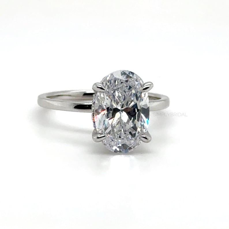 3.00ct Oval Engagement Ring, Moissanite Oval Ring, Bridal Ring, Sterling Silver, Long Oval Moissanite Diamond Ring, 12x8 Oval
