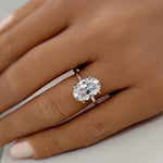 Load image into Gallery viewer, 3.00ct Oval Moissanite Engagement Ring, Hidden Halo, Oval Moissanite Ring, Bridal Ring, Sterling Silver with Vermeil or 14k Gold 12x8 Oval
