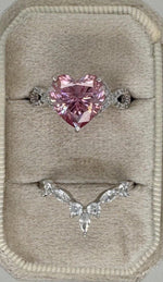 Load image into Gallery viewer, 3.00ct Heart Pink Moisanite Engagement Ring Set,