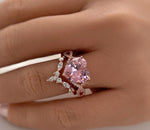 Load image into Gallery viewer, 3.00ct Heart Pink Moisanite Engagement Ring Set,
