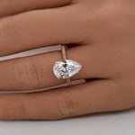 Load image into Gallery viewer, 3.00ct Pear Moissanite Engagement Ring, Teardrop Solitaire Ring, Hidden Halo Bridal Ring, Proposal Ring, Pear Moissanite Ring