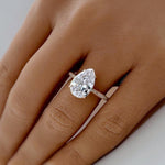 Load image into Gallery viewer, 3.00ct Pear Moissanite Engagement Ring, Teardrop Solitaire Ring, Hidden Halo Bridal Ring, Proposal Ring, Pear Moissanite Ring