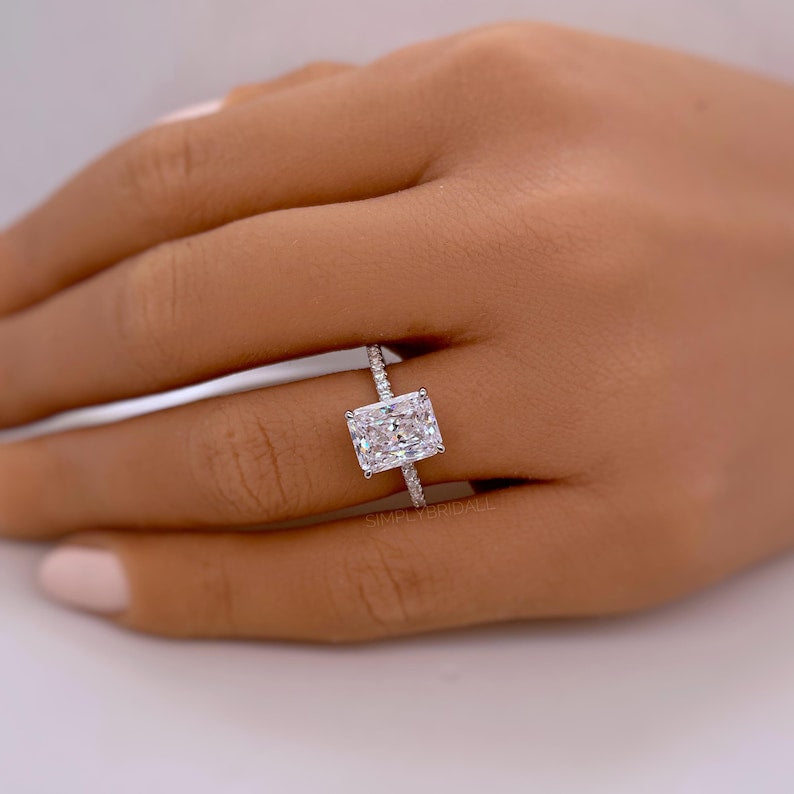 2.50ct Radiant Cut Diamond Engagement Ring, Radiant Solitaire Ring, 14k Gold, Radiant Lab Diamond, IGI Certified, Minimalist Bridal Ring