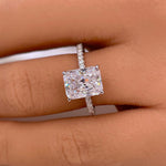 Load image into Gallery viewer, 2.50ct Radiant Cut Engagement Ring, Radiant Solitaire Ring, Simulated Diamond, Sterling Silver, Gold, Rose Gold Vermeil, Dainty Minimalist