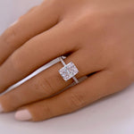 Load image into Gallery viewer, 2.50ct Radiant Cut Engagement Ring, Radiant Solitaire Ring, Simulated Diamond, Sterling Silver, Gold, Rose Gold Vermeil, Dainty Minimalist