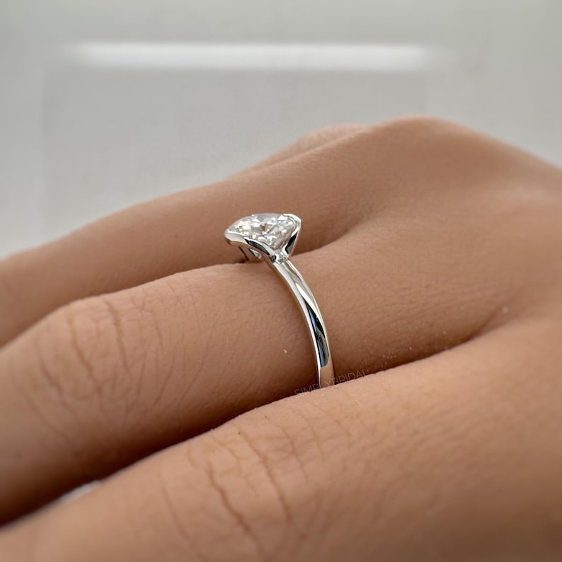 1.00ct Round Moissanite Solitaire Ring, Bezel Moissanite Engagement Ring, Bridal Ring, Proposal Ring, Sterling Silver with Vermeil