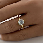 Load image into Gallery viewer, 1.00ct Round Moissanite Solitaire Ring, Bezel Moissanite Engagement Ring, Bridal Ring, Proposal Ring, Sterling Silver with Vermeil