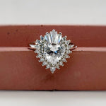 Load image into Gallery viewer, Art Deco Heart Moissanite Engagement Ring, Heart Ring, Heart Moissanite Statement Ring, Large Heart Ring, Art Deco Engagement Ring