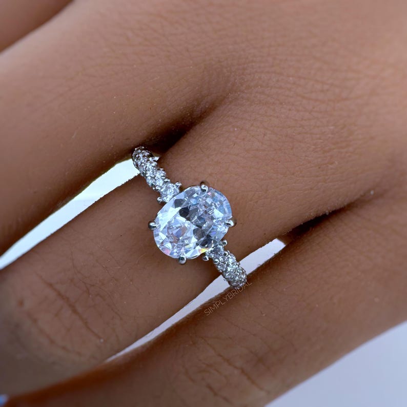 2.50ct Oval Moissanite Engagement Ring, Solitaire Oval Moissanite Ring, Sterling Silver with Vermeil, Rope Band, Rope Twist Ring