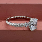 Load image into Gallery viewer, 2.50ct Oval Moissanite Engagement Ring, Solitaire Oval Moissanite Ring, Sterling Silver with Vermeil, Rope Band, Rope Twist Ring