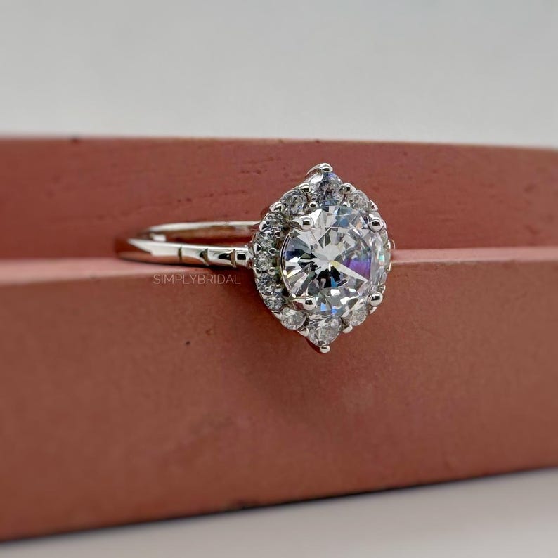 1.00ct Round Moissanite Solitaire Ring, 6 Prong Moissanite Engagement Ring, Bridal Ring, Proposal Ring, Sterling Silver with Vermeil