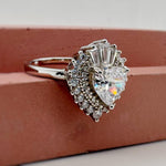 Load image into Gallery viewer, Art Deco Heart Moissanite Engagement Ring, Heart Ring, Heart Moissanite Statement Ring, Large Heart Ring, Art Deco Engagement Ring