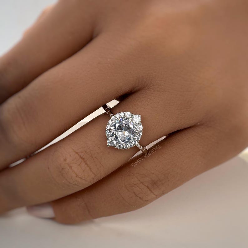 1.00ct Round Moissanite Solitaire Ring, 6 Prong Moissanite Engagement Ring, Bridal Ring, Proposal Ring, Sterling Silver with Vermeil