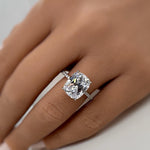 Load image into Gallery viewer, 5.00ct Elongated Cushion Cut Moissanite Engagement Ring, Hidden Halo, Long Cushion Cut Moissanite, Sterling Silver with Vermeil