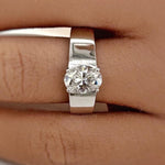 Load image into Gallery viewer, Oval Moissanite Ring, Thick Bank Engagement Ring, Oval Moissanite, Sterling Silver, Bold Modern Engagement Ring