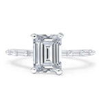 Load image into Gallery viewer, 1.75ct Emerald Cut Engagement Ring, Emerald Cut Baguette Band Ring, Emerald Cut CZ Baguette Ring Sterling Silver with Vermeil
