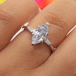 Load image into Gallery viewer, 2.00ct Marquise Solitaire Engagement Ring Sterling Silver Marquise Ring Simple Marquise Minimalist Wedding Ring Promise Ring