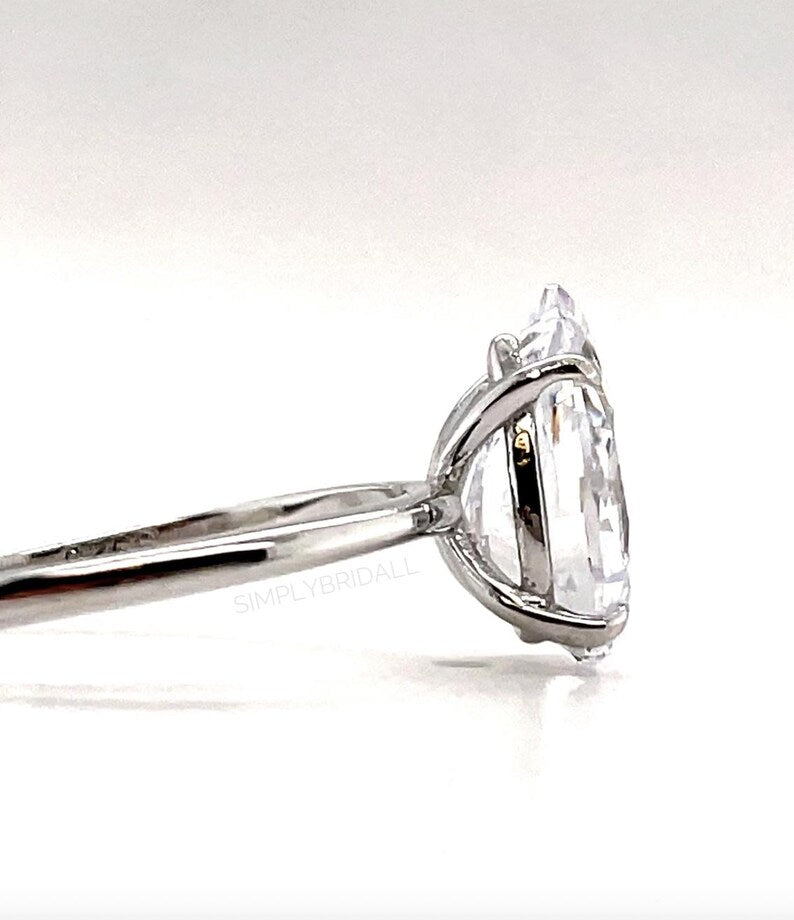 4.00ct Pear Moissanite Engagement Ring, Pear Shape Proposal Ring, Teardrop Moissanite Solitaire, Bridal Ring, Sterling Silver with Vermeil