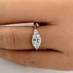Load image into Gallery viewer, Oval Moissanite Ring, 3 Stone Oval Moissanite Ring, Sideways Oval Ring, Bridal Ring, Proposal Ring, Statement Ring, Sterling Silver, 14k