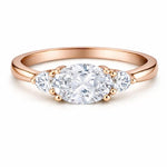 Load image into Gallery viewer, Oval Moissanite Ring, 3 Stone Oval Moissanite Ring, Sideways Oval Ring, Bridal Ring, Proposal Ring, Statement Ring, Sterling Silver, 14k