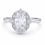 Load image into Gallery viewer, Art Deco Oval Moissanite Engagement Ring, Art Deco Halo Oval Moissanite Ring, Sterling Silver with Vermeil