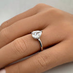 Load image into Gallery viewer, Pear Moissanite Engagement Ring, Hidden Halo, Teardrop Solitaire Ring, Moissanite Bridal Ring, Proposal Ring, Pear Moissanite Ring 1.25ct