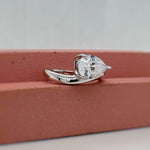 Load image into Gallery viewer, 3.00ct Pear Moissanite Engagement Ring, Sideways Pear Moissanite, Statement Ring, Bridal, Pinky Ring, Sterling Silver with Vermeil 14k