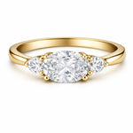 Load image into Gallery viewer, Oval Moissanite Ring, 3 Stone Oval Moissanite Ring, Sideways Oval Ring, Bridal Ring, Proposal Ring, Statement Ring, Sterling Silver, 14k
