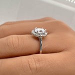 Load image into Gallery viewer, Art Deco Oval Moissanite Engagement Ring, Art Deco Halo Oval Moissanite Ring, Sterling Silver with Vermeil