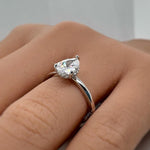 Load image into Gallery viewer, Pear Moissanite Engagement Ring, Hidden Halo, Teardrop Solitaire Ring, Moissanite Bridal Ring, Proposal Ring, Pear Moissanite Ring 1.25ct