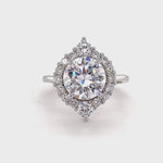 Load and play video in Gallery viewer, 2.00ct Antique Engagement Ring, Marquise Halo Wedding Ring Simulated Diamond, Large Round Brilliant Engagement Ring