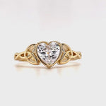 Load and play video in Gallery viewer, Heart Celtic Knot Promise Ring, Triquetra Ring Claddagh, Traditional Irish Ring, Engagement Ring, Heart Diamond Ring