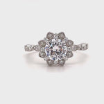 Load and play video in Gallery viewer, Snowflake Engagement Ring, Art Deco Cluster Engagement Ring Cluster, Wedding Ring Simulated Diamond Flower engagement Ring, Snowflake Ring