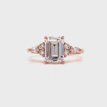 Load and play video in Gallery viewer, 1.75ct Emerald Cut Moissanite Engagement Ring, Sterling Silver with Vermeil, Dainty Proposal Ring, Minimalist Engagement Ring Emerald Cut
