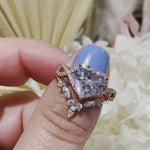 Load and play video in Gallery viewer, 3.00ct Heart Engagement Ring Set, Infinity Heart Ring with Fitted Chevron Band , Heart Diamond Ring Set, Wedding Ring Set