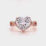 Load and play video in Gallery viewer, 3.00ct Heart Engagement Ring, Infinity Heart Rose Gold Ring, Heart Diamond Statement Ring, Large Heart Ring, Infinity Engagement Ring