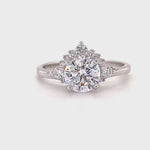 Load and play video in Gallery viewer, Art Deco Moissanite Engagement Ring, Moissanite Engagement Ring, Wedding Ring, Art Deco Moissanite Ring, Sterling Silver, Vermeil, 14k Gold