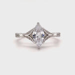 Load and play video in Gallery viewer, Dainty Marquise Art Deco Engagement Ring, Marquise Ring, Art Deco Minimalist Wedding Ring, Promise Ring