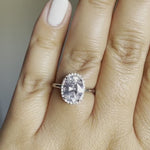 Load and play video in Gallery viewer, 2.50ct Oval White Topaz Halo Engagement Ring, Oval Natural White Topaz, Oval Dainty Ring