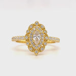 Load and play video in Gallery viewer, Dainty Marquise Art Deco Engagement Ring, Marquise Flower Ring, Marquise Dainty Minimalist Ring, Promise Ring, Dainty Milgrain Ring