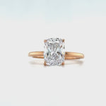 Load and play video in Gallery viewer, 2.50 Elongated Cushion Cut Moissanite Engagement Ring, Solitaire Long Cushion Cut Moissanite Ring, Sterling Silver with Vermeil