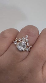 Load and play video in Gallery viewer, Teardrop Art Deco Engagement Ring Set, Diamond Bridal Set, Art Deco Fitted Ring Set, Sterling Silver, Bridal Ring Set Simulate Diamonds