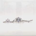 Load and play video in Gallery viewer, 1.00ct Emerald Cut Ring Set, 3 Ring Set, Fitted Marquise V Bands, Simulated Diamonds, Sterling Silver with Vermeil, Minimalist Set