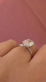 Load and play video in Gallery viewer, 3.00ct Oval Diamond Engagement Ring, Elongated Oval Ring, 12x8 Oval Bridal Ring , Oval Solitaire, Simulate Diamond, Sterling Silver