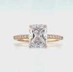 Load and play video in Gallery viewer, 2.50ct Radiant Cut Lab Diamond Engagement Ring: 14k Solid Gold Bridal Ring, IGI Certified