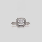 Load and play video in Gallery viewer, 1.25ct Princess Diamond Engagement Ring, Princess Diamond Halo Square Ring, Wedding Ring, Princess Engagement Ring